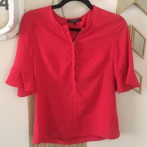 Nanette Lepore red ruffle shirt